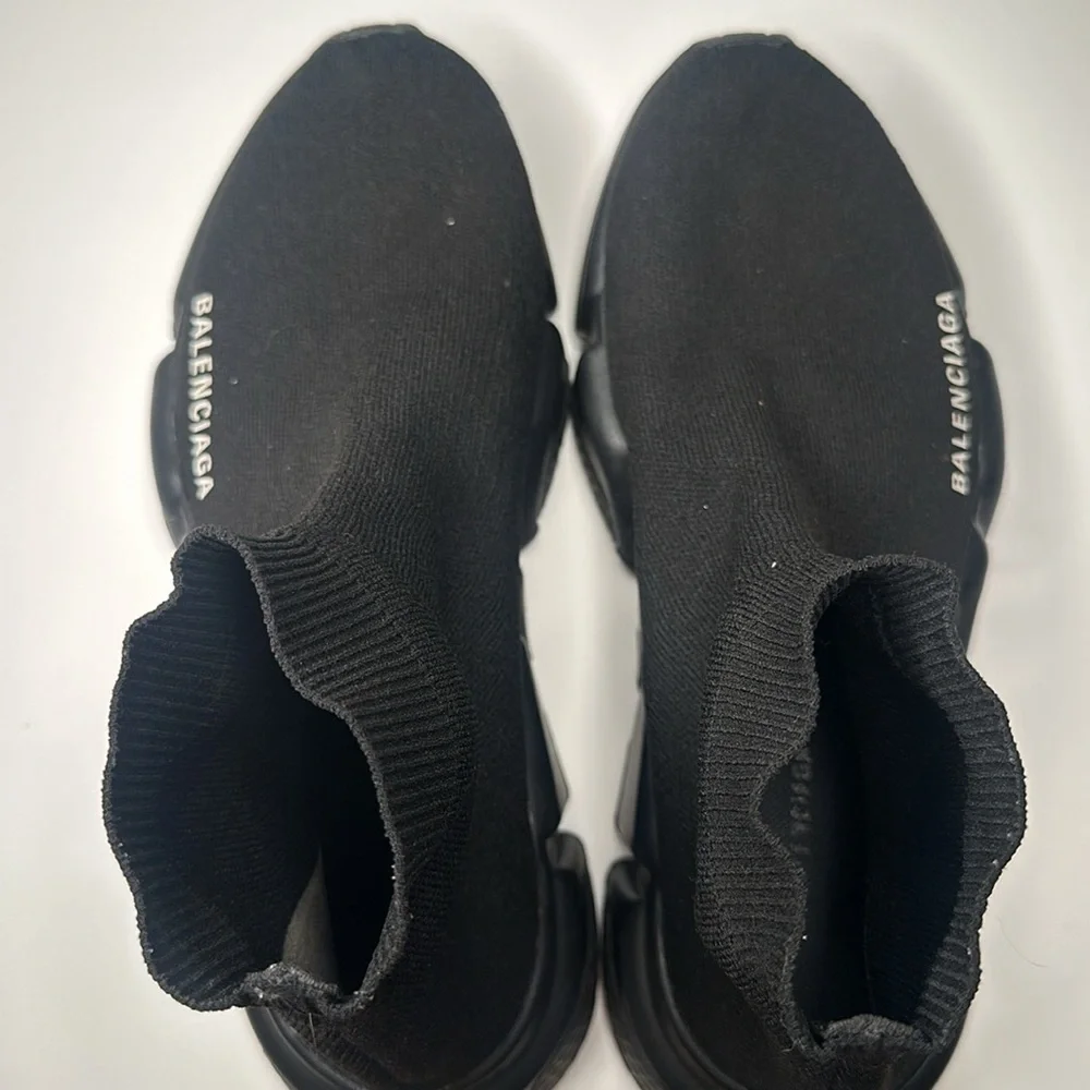 BALENCIAGA SPEED KNIT LOW RUNNERS SOCK FULL BLACK USA 8/ EU 38 WOMEN'S TRAINER - Picture 4 of 6